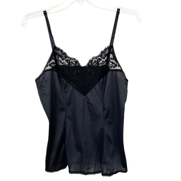 Vintage Vassarette Black Slip Tank Top Sz M - Picture 1 of 7